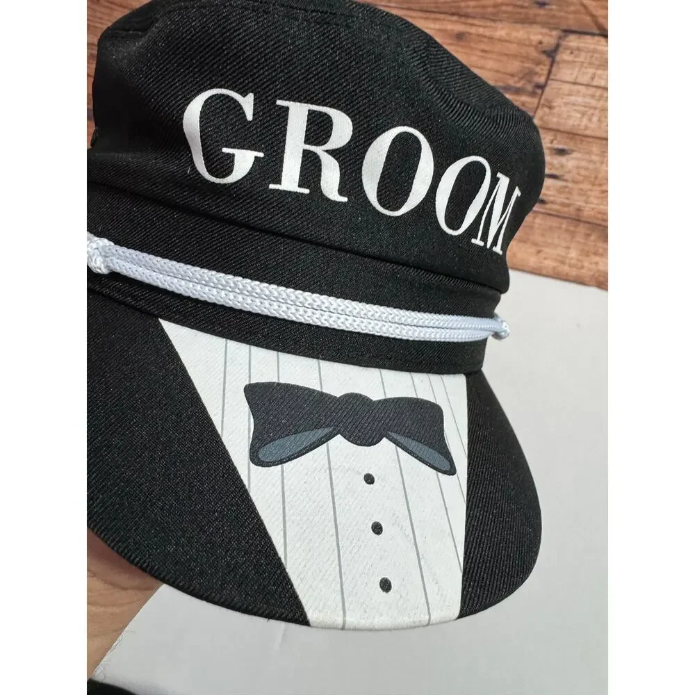 Groom Black Sailor Captain Hat Adjustable Snapback